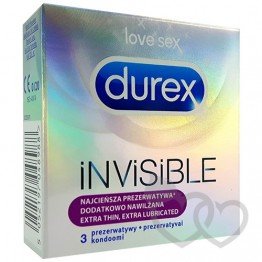 Durex Invisible Lubricated prezervatyvai 3 vnt. | SafeSex