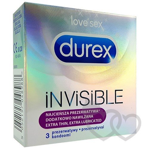 Durex Invisible Lubricated prezervatyvai 3 vnt. | SafeSex